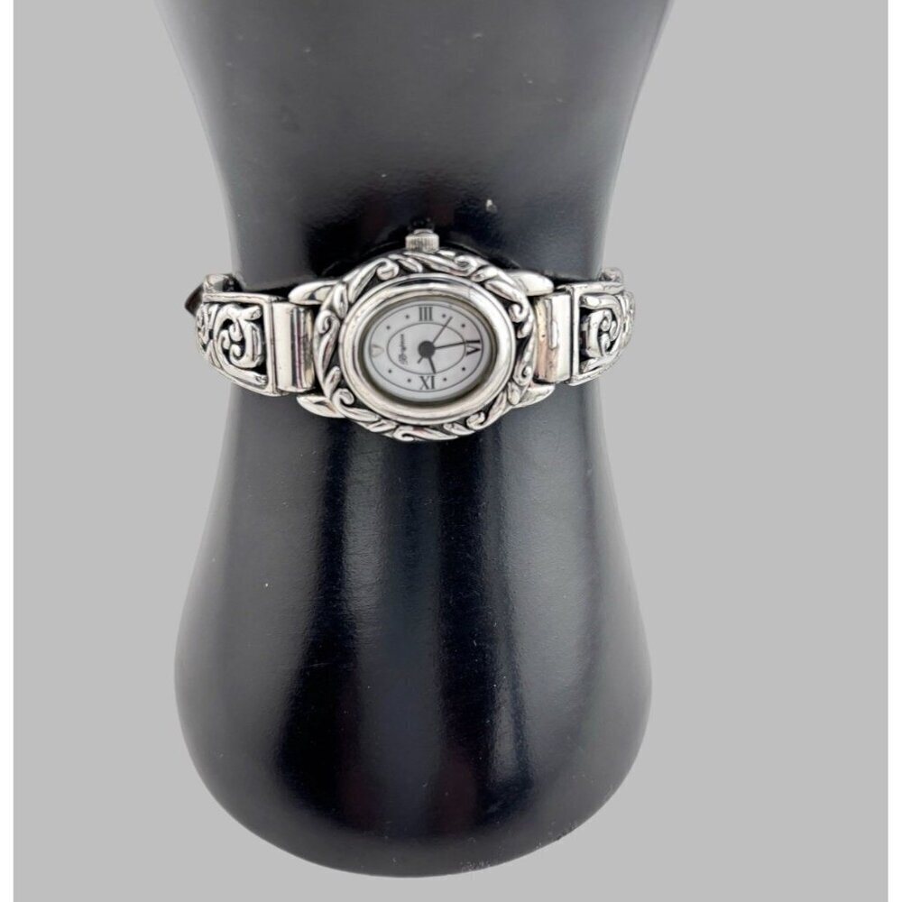 Brighton Santa Barbara Watch Silver tone Brown Leather Band New Battery